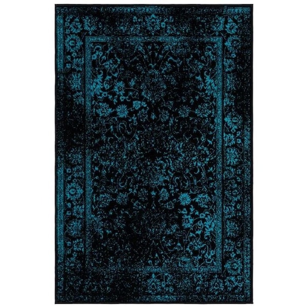 Safavieh Adirondack Power Loomed Rectangle RugBlack & Teal 3 x 5 ft. ADR108K-3 - main